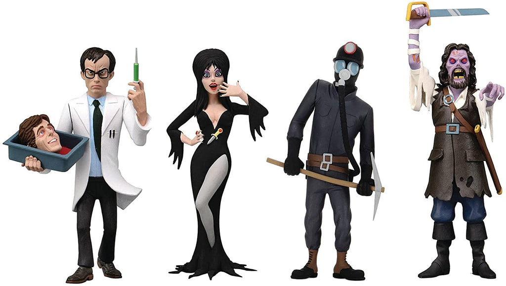 Toony Terrors Series 6 Set of 4 (Elvira, Captain Blake, Herbert West and The Miner) 6 Inch Figures - figurineforall.com