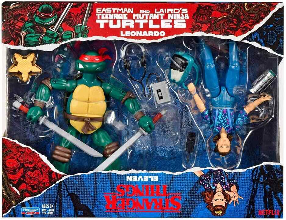 Teenage Mutant Ninja Turtles Vs. Stranger Things Upside Down 6 Inch Action Figure 2-Pack - Leonardo and Eleven