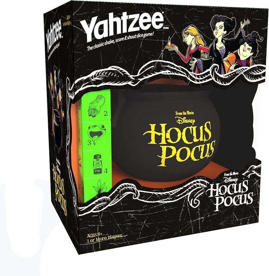 YAHTZEE: Disney Hocus Pocus Witch Caldron Dice Cup Game - figurineforall.com